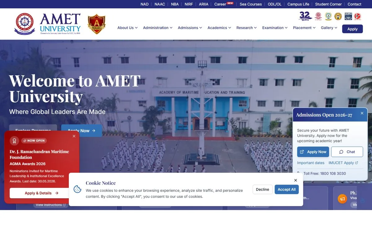 AMET University website