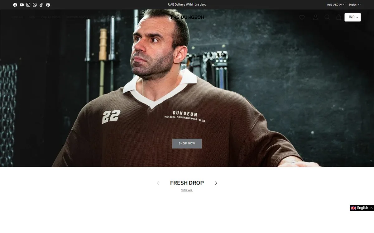 The Dungeon Merch website