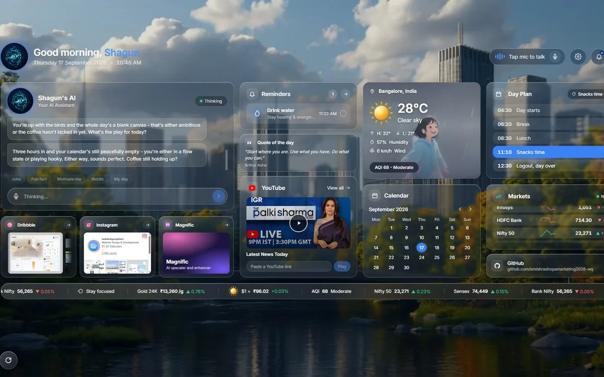 Jarvis AI desktop assistant dashboard