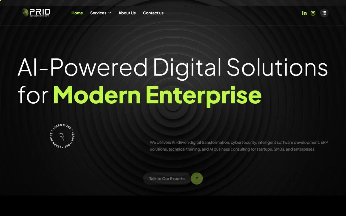 The Prid website